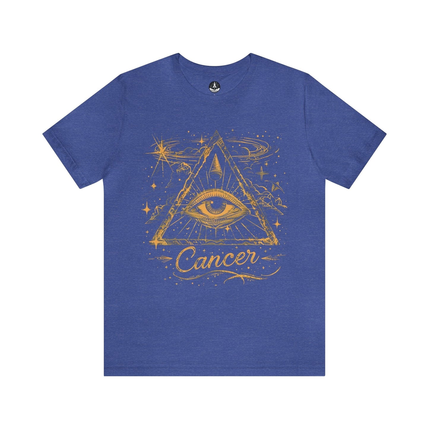 T-Shirt Heather True Royal / S Cancer Intuitive Vision T-Shirt: Celestial Insight in Gold and Indigo