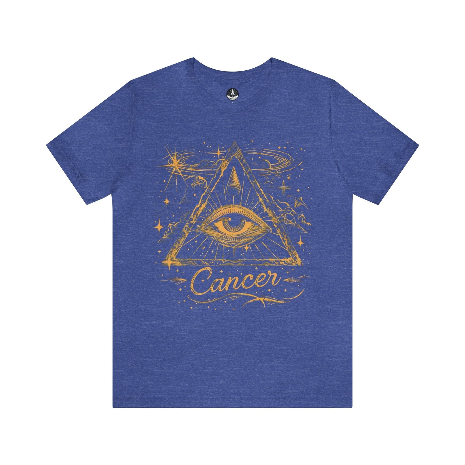 T-Shirt Heather True Royal / S Cancer Intuitive Vision T-Shirt: Celestial Insight in Gold and Indigo