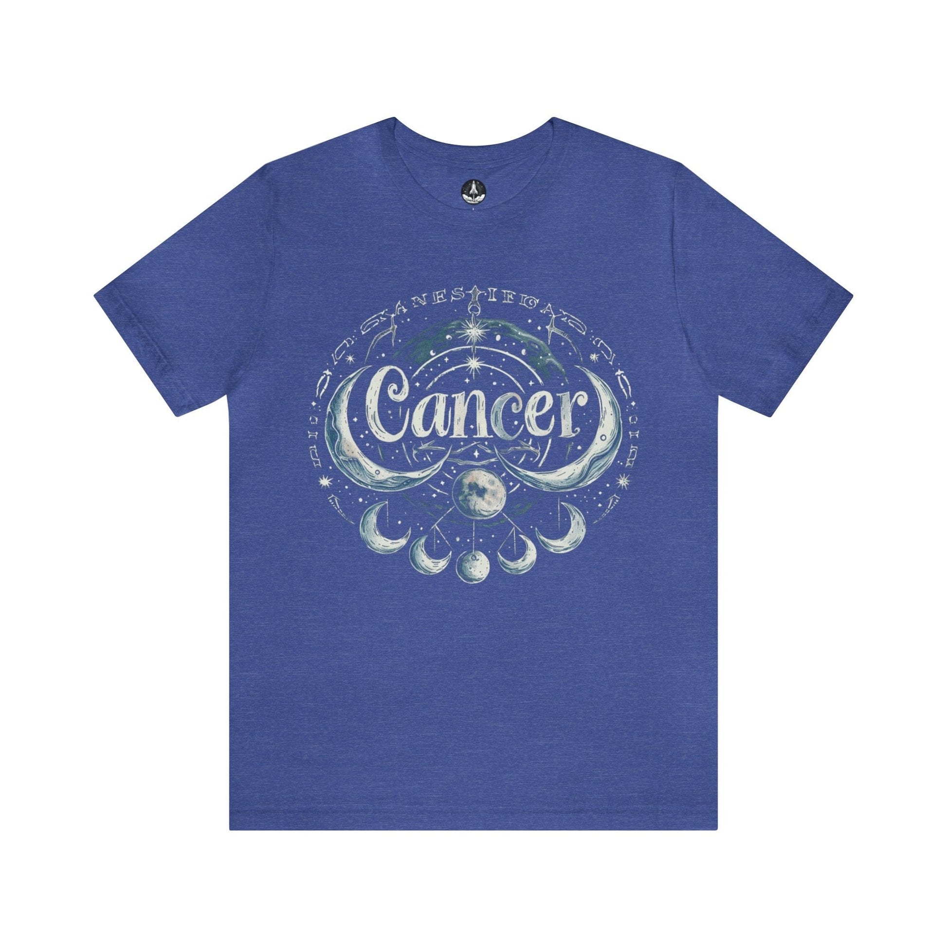 T-Shirt Heather True Royal / S Cancer Lunar Essence T-Shirt: A Journey Through Moonlit Mystique
