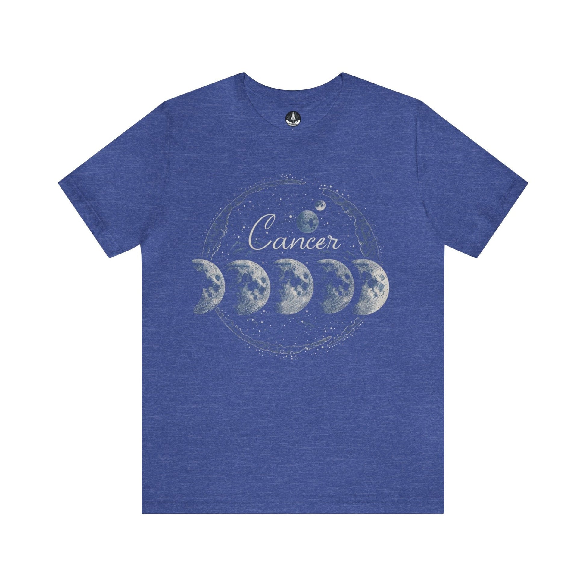 T-Shirt Heather True Royal / S Cancer Lunar Phases T-Shirt: Cycle of Celestial Ebb and Flow