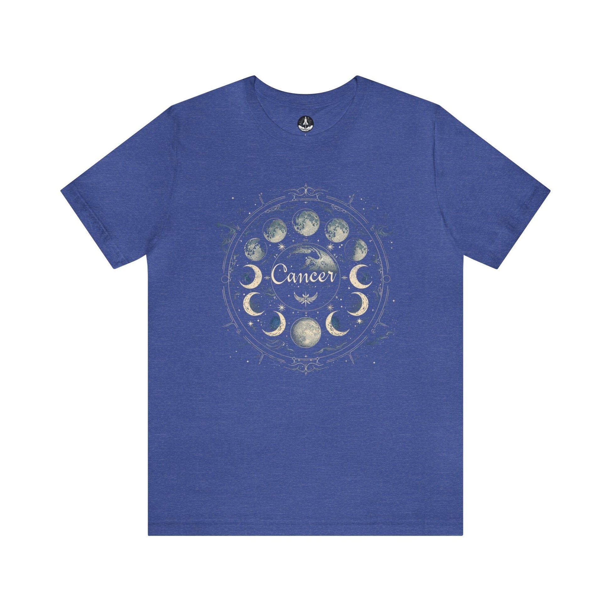 T-Shirt Heather True Royal / S Cancer Zodiac Lunar Cycle T-Shirt: Embrace the Moon's Journey