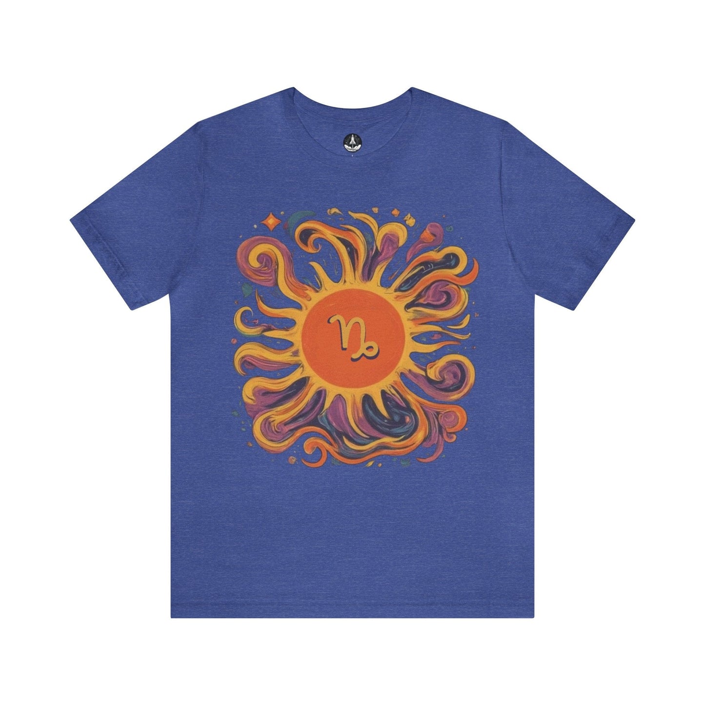 T-Shirt Heather True Royal / S Capricorn Solar Swirl Soft T-Shirt: Grounded Radiance