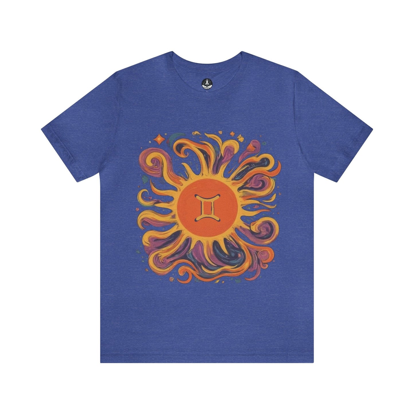 T-Shirt Heather True Royal / S Gemini Solar Harmony Soft T-Shirt: Duality in Design