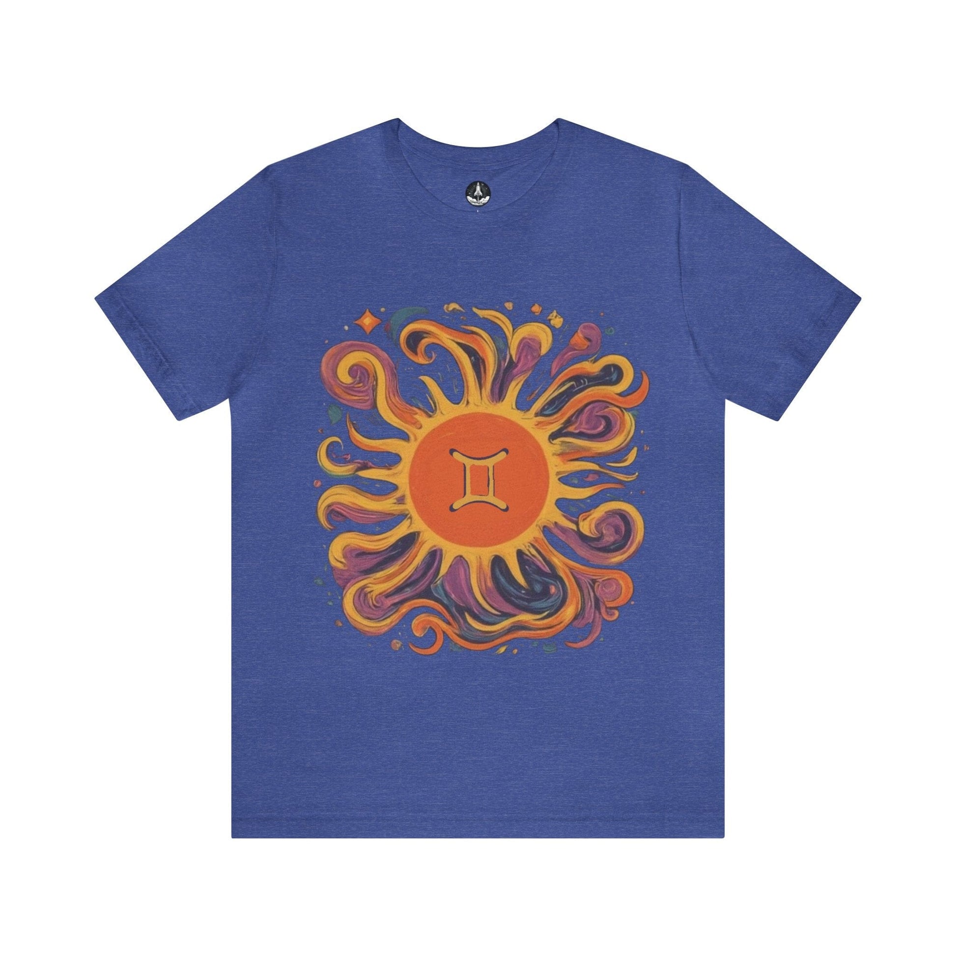 T-Shirt Heather True Royal / S Gemini Solar Harmony Soft T-Shirt: Duality in Design