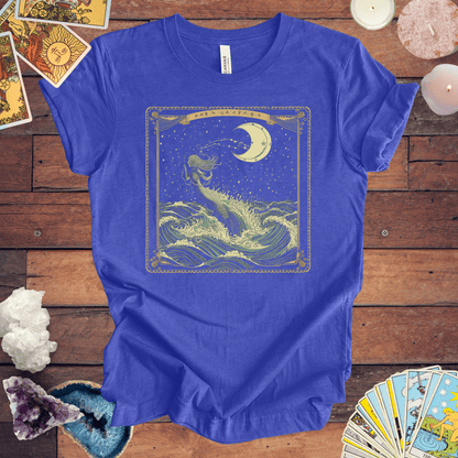 T-Shirt Heather True Royal / S Mystical Seas for the Reflective Soul: Aquarius Tarot Card T-Shirt