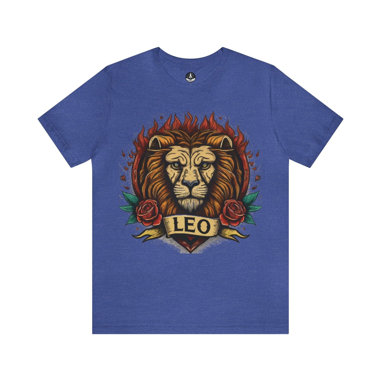 T-Shirt Heather True Royal / S Old School Leo Heart Tattoo T-Shirt