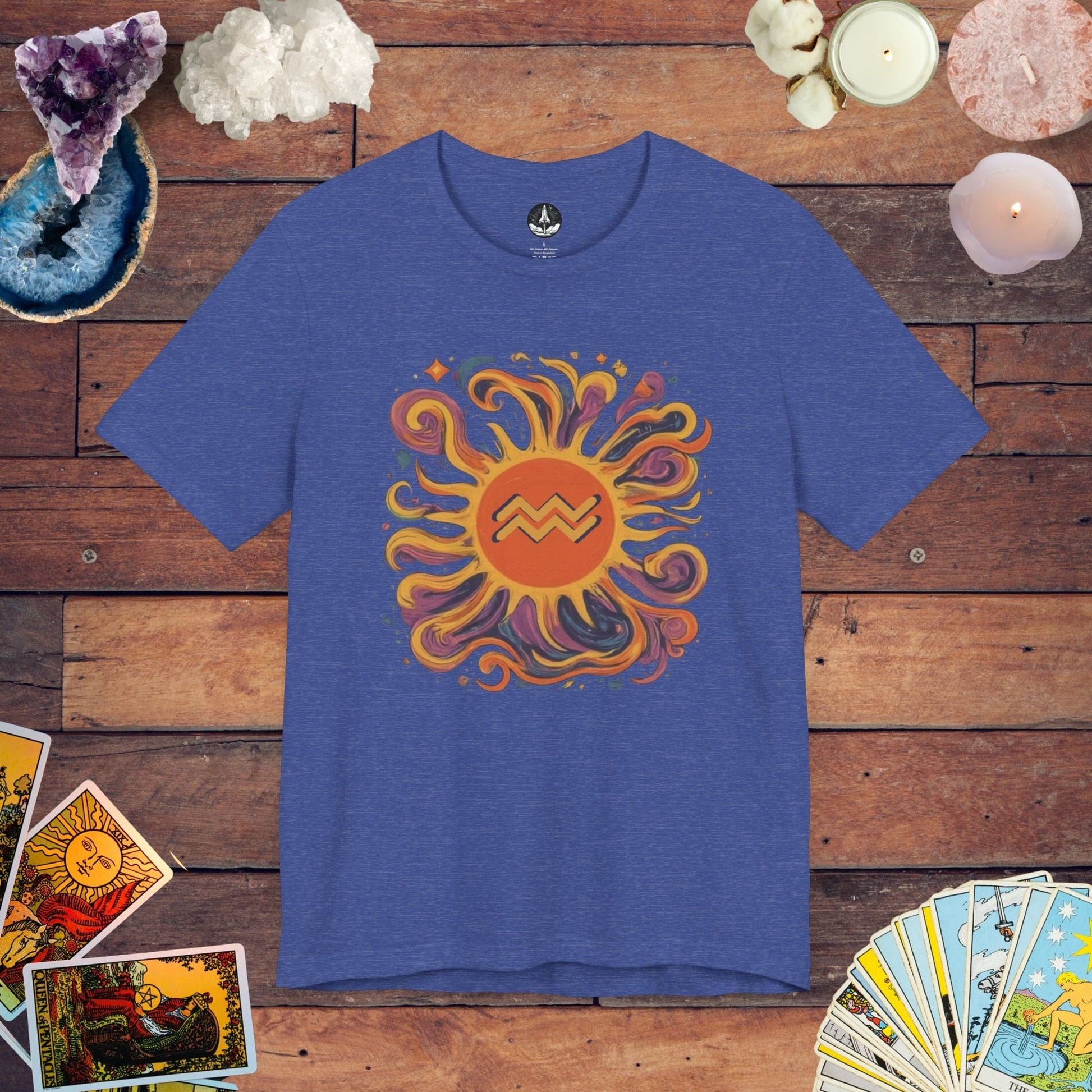 T-Shirt Heather True Royal / S Solar Flair Aquarius T-Shirt: Radiate Your Aquarius Essence