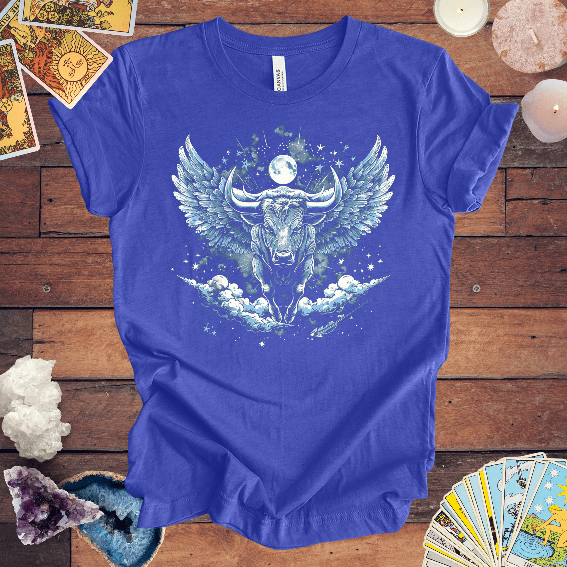 T-Shirt Heather True Royal / S Taurus Celestial Bull T-Shirt: Stellar Determination