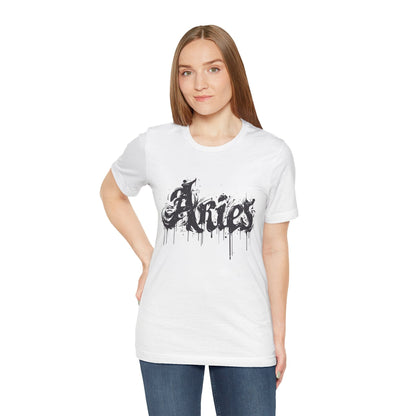 T-Shirt Ink-Dripped Aries Energy TShirt – Channel Your Inner Fire