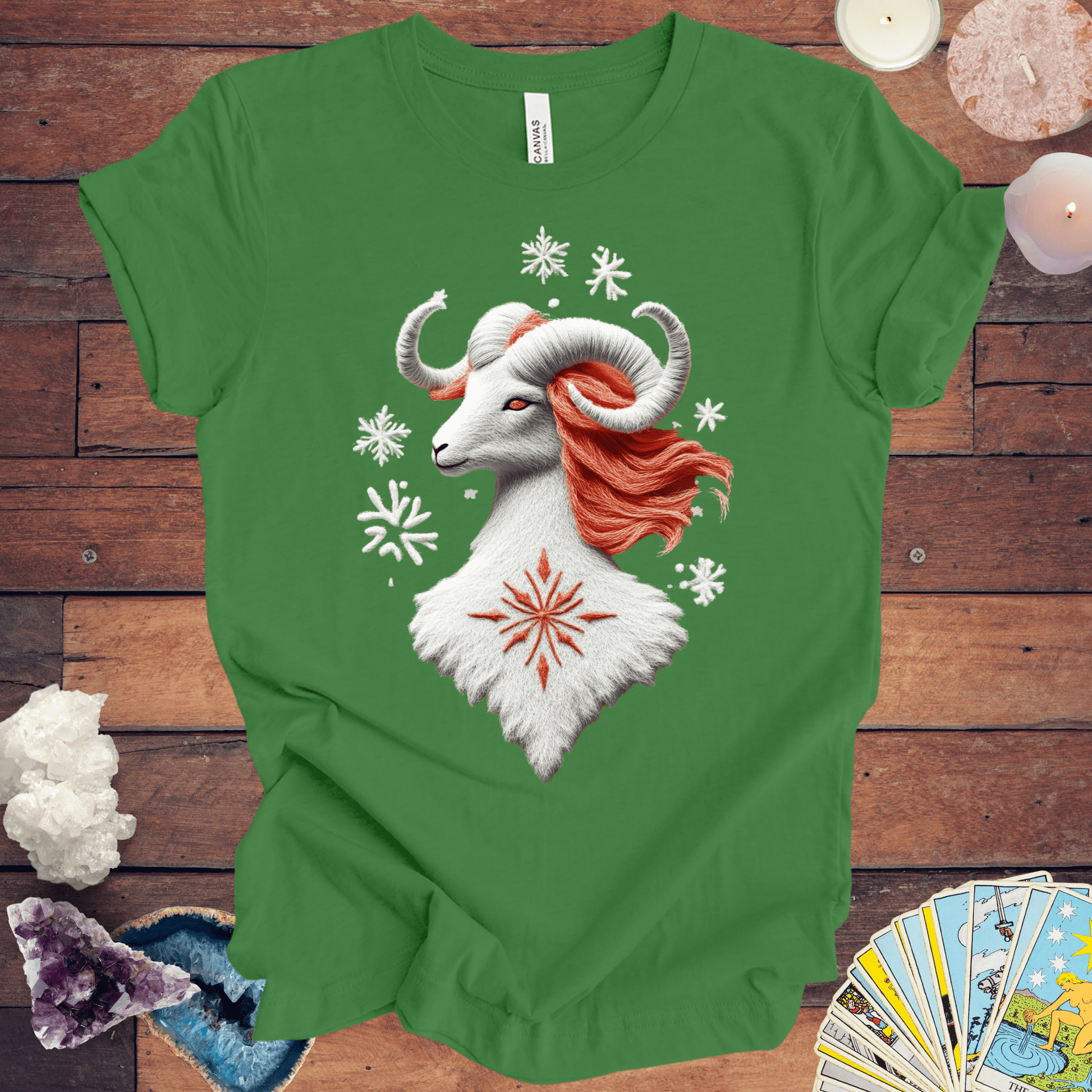 T-Shirt Leaf / S Aries Ugly Sweater Holiday T-Shirt: Snowflakes & Spark Edition