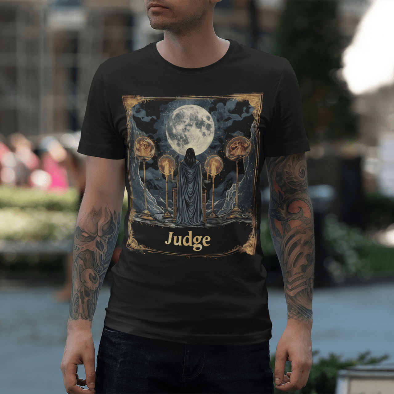 T-Shirt Libra Judge - Moonlit Tarot Card T-Shirt