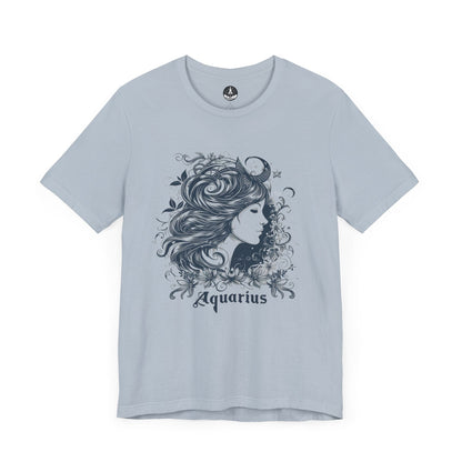 T-Shirt Light Blue / S Aquarius Windswept Wonder T-Shirt: Celestial Beauty for the Free Spirit