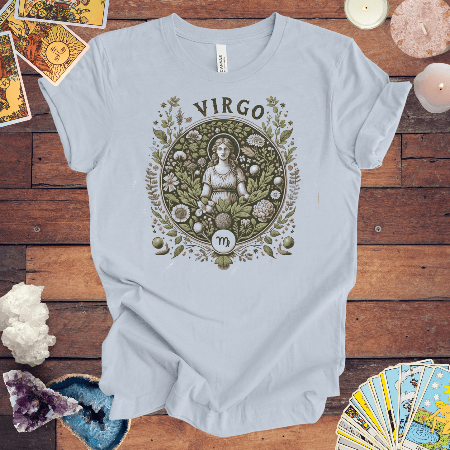 T-Shirt Light Blue / S Herbalist's Dream: Virgo Tarot Card T-Shirt