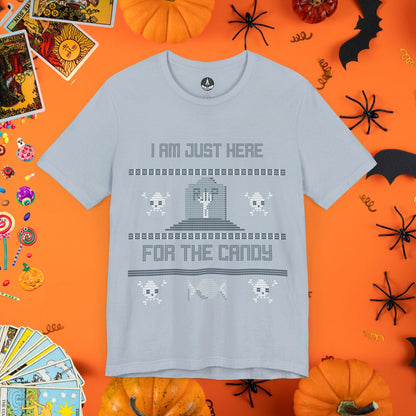 T-Shirt Light Blue / S Just Here for the Candy - Halloween Ugly Sweater T-Shirt - Halloween Limited Edition