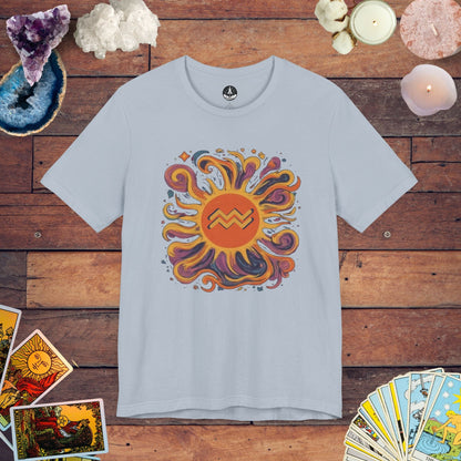 T-Shirt Light Blue / S Solar Flair Aquarius T-Shirt: Radiate Your Aquarius Essence