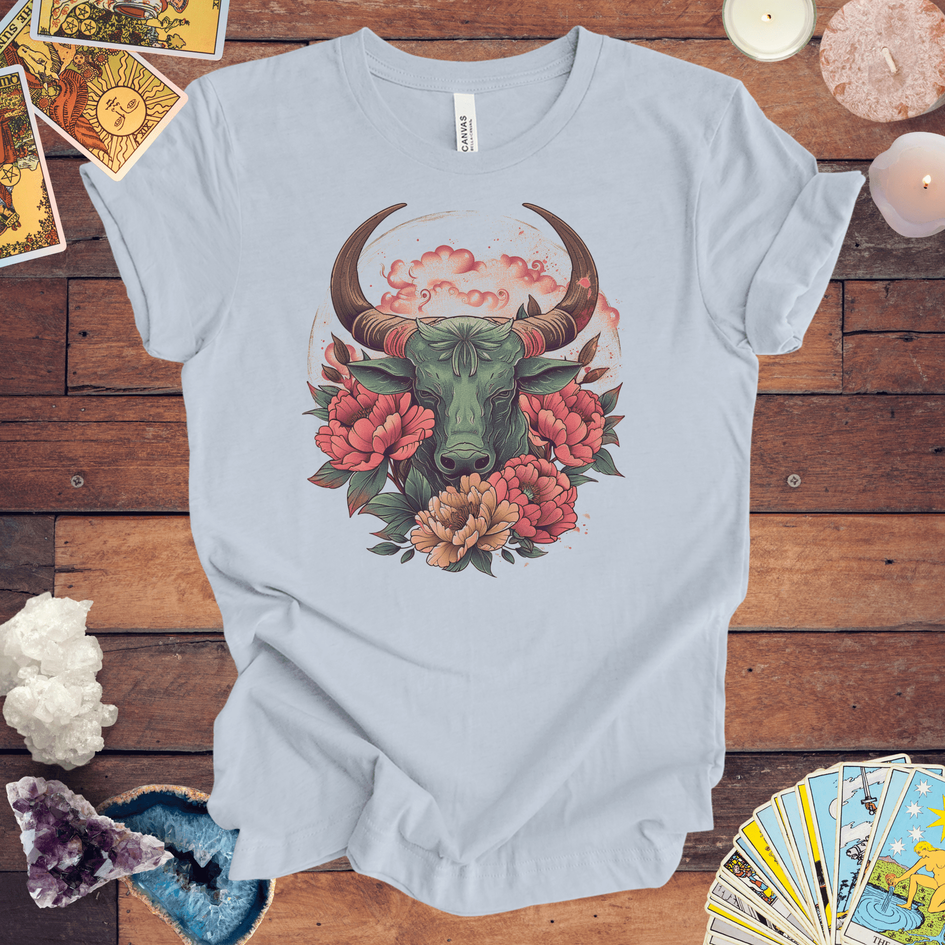 T-Shirt Light Blue / S Taurus Floral Majesty T-Shirt