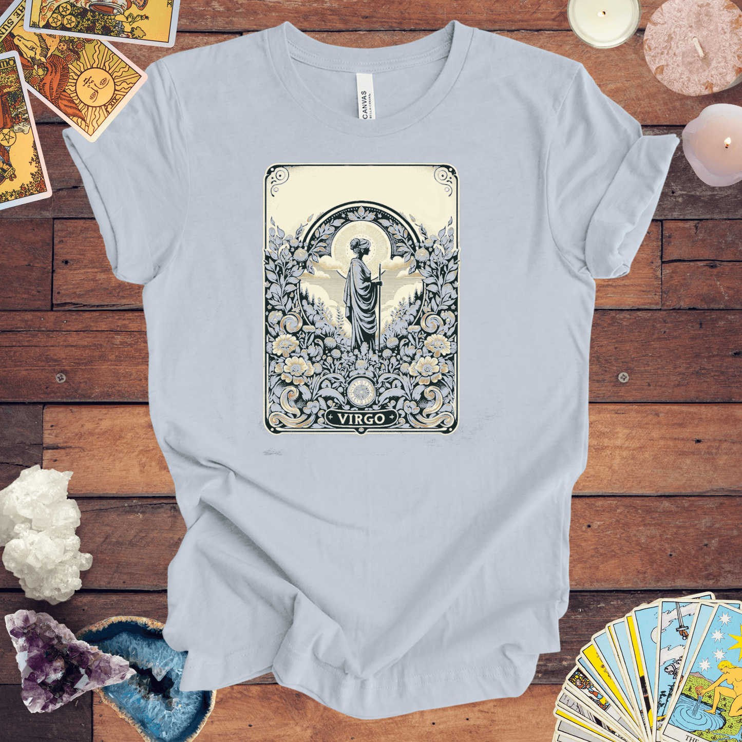 T-Shirt Light Blue / S The Hermit's Garden: Virgo Tarot Card T-Shirt