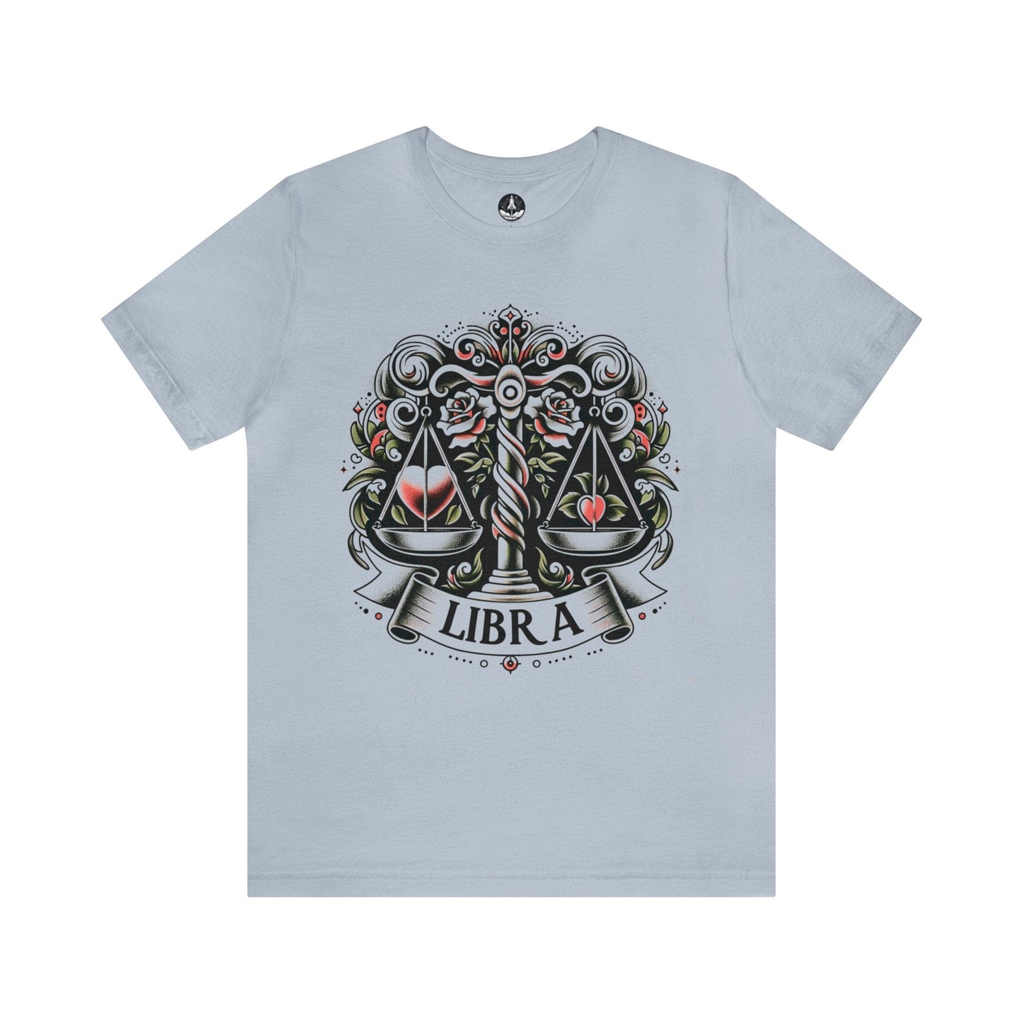 T-Shirt Light Blue / S Vintage Tattoo Scales of Justice: Libra T-Shirt