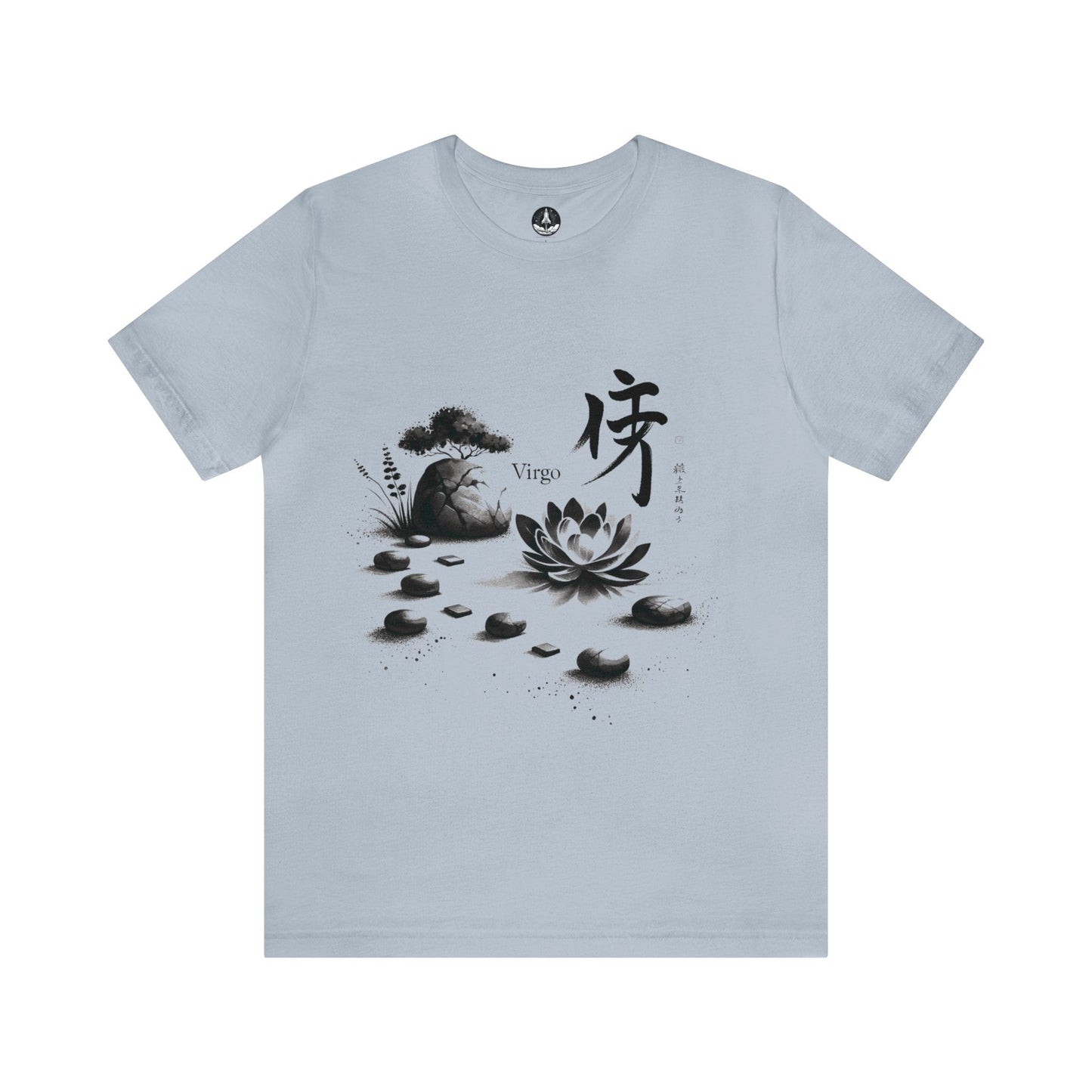 T-Shirt Light Blue / S Zen Garden Path: Sumi-e Ink Wash Design Virgo T-Shirt