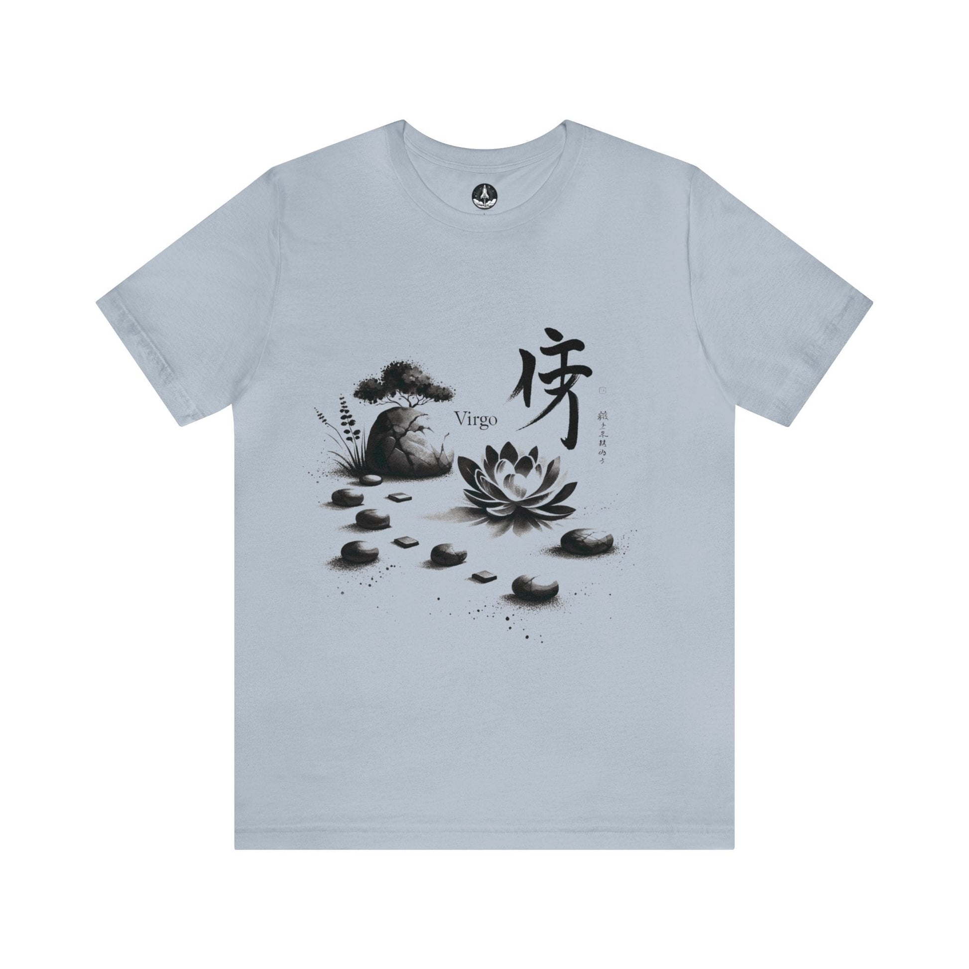 T-Shirt Light Blue / S Zen Garden Path: Sumi-e Ink Wash Design Virgo T-Shirt