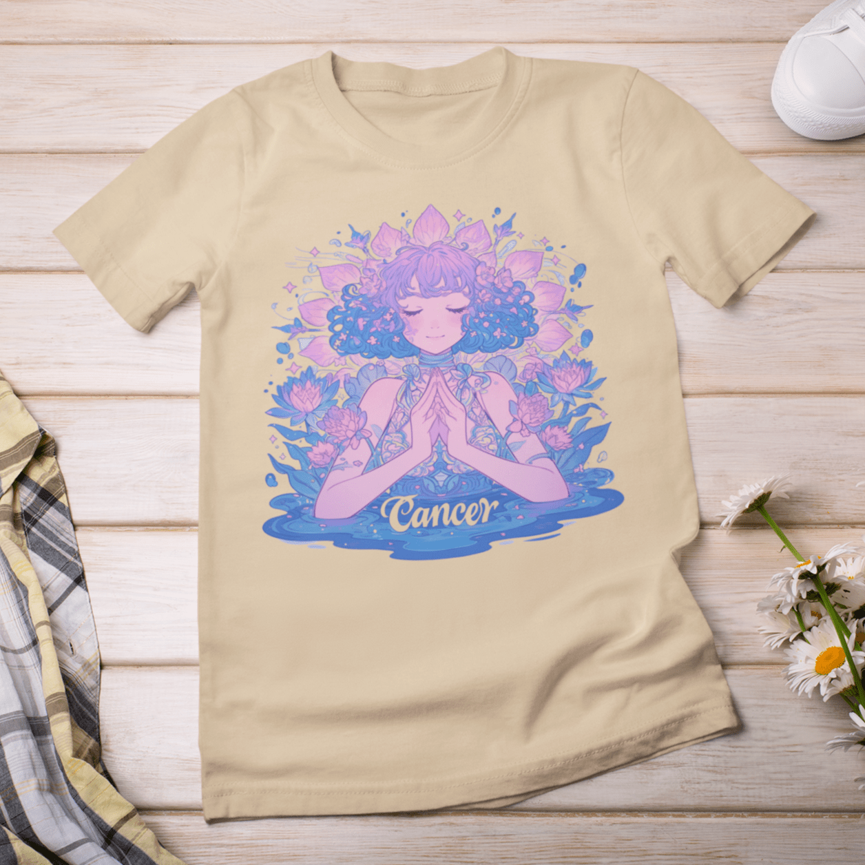 T-Shirt Lunar Bloom Cancer TShirt: Serenity in the Stars