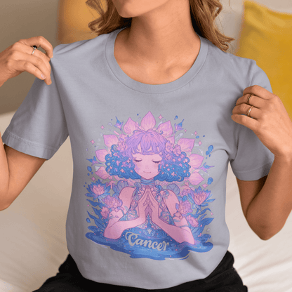 T-Shirt Lunar Bloom Cancer TShirt: Serenity in the Stars