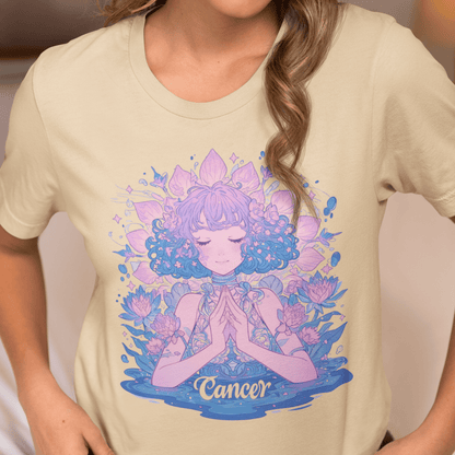 T-Shirt Lunar Bloom Cancer TShirt: Serenity in the Stars