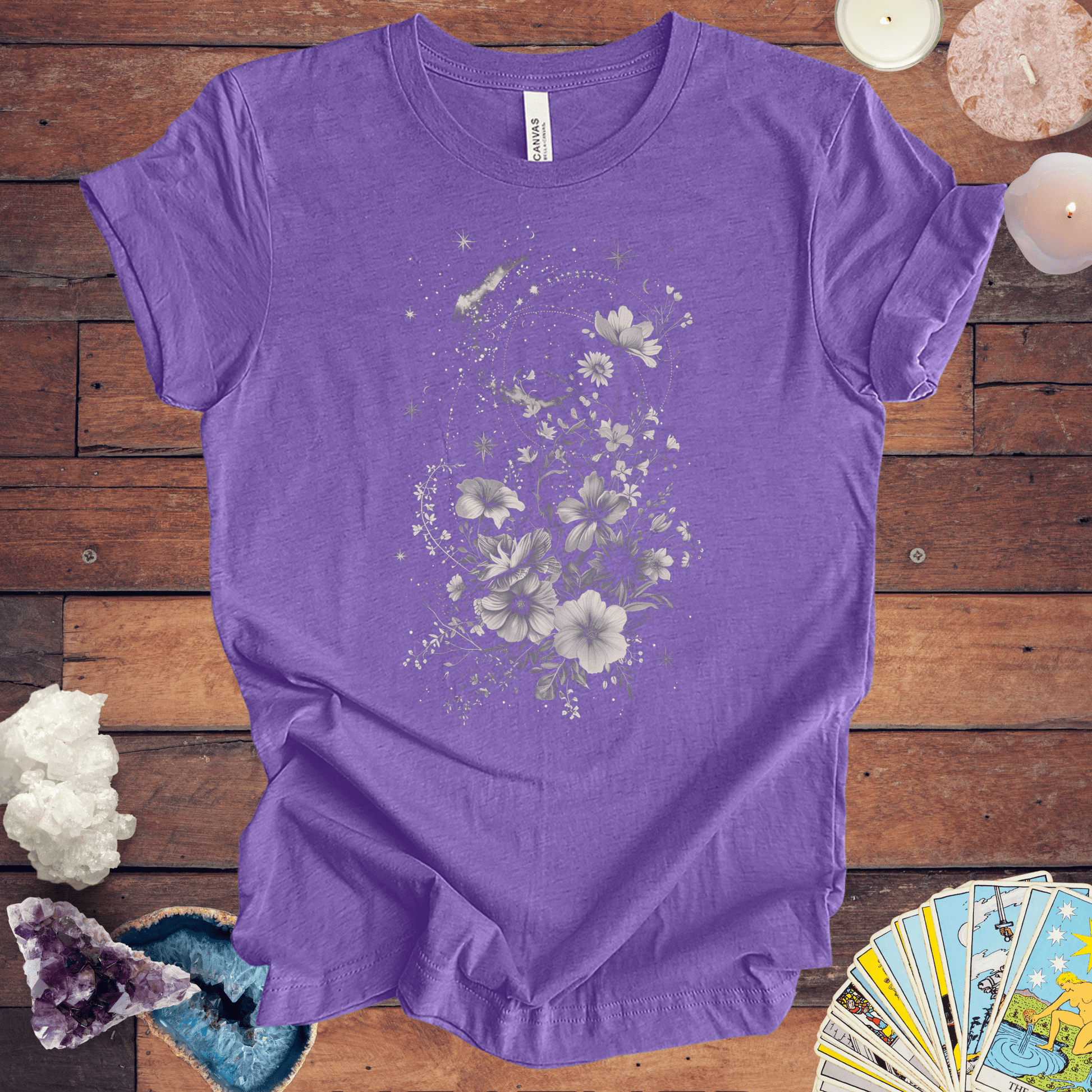 T-Shirt Lunar Blossom - Cosmic Floral T-Shirt