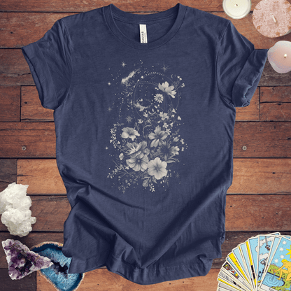 T-Shirt Lunar Blossom - Cosmic Floral T-Shirt