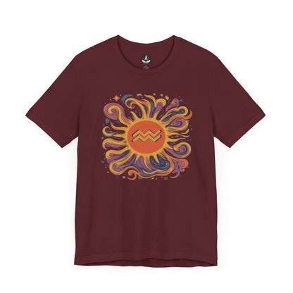 T-Shirt Maroon / S Aquarius Solar Flair T-Shirt: Shine in Zodiac Fashion