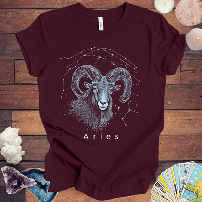 T-Shirt Maroon / S Aries Ascend T-Shirt: Eco-Friendly Zodiac Comfort | Unisex Astrology Tee