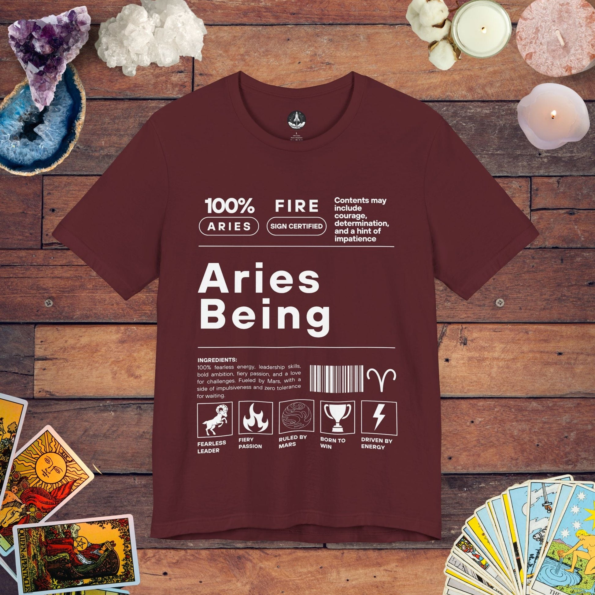 T-Shirt Maroon / S Aries Being - Bold Zodiac-Inspired T-Shirt