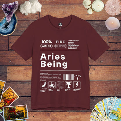 T-Shirt Maroon / S Aries Being - Bold Zodiac-Inspired T-Shirt