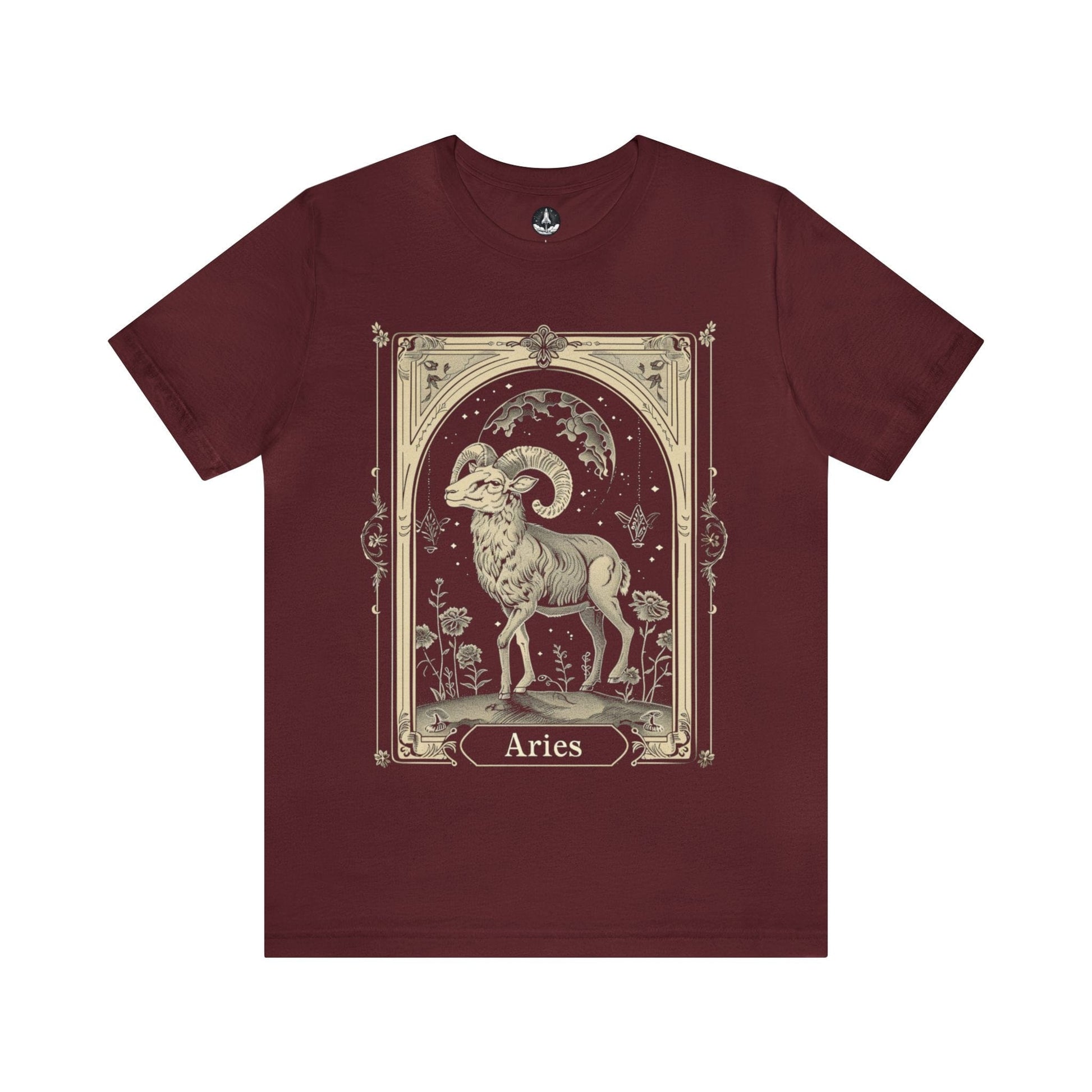 T-Shirt Maroon / S Aries Illustrated Tee: Channel the Ram's Strength