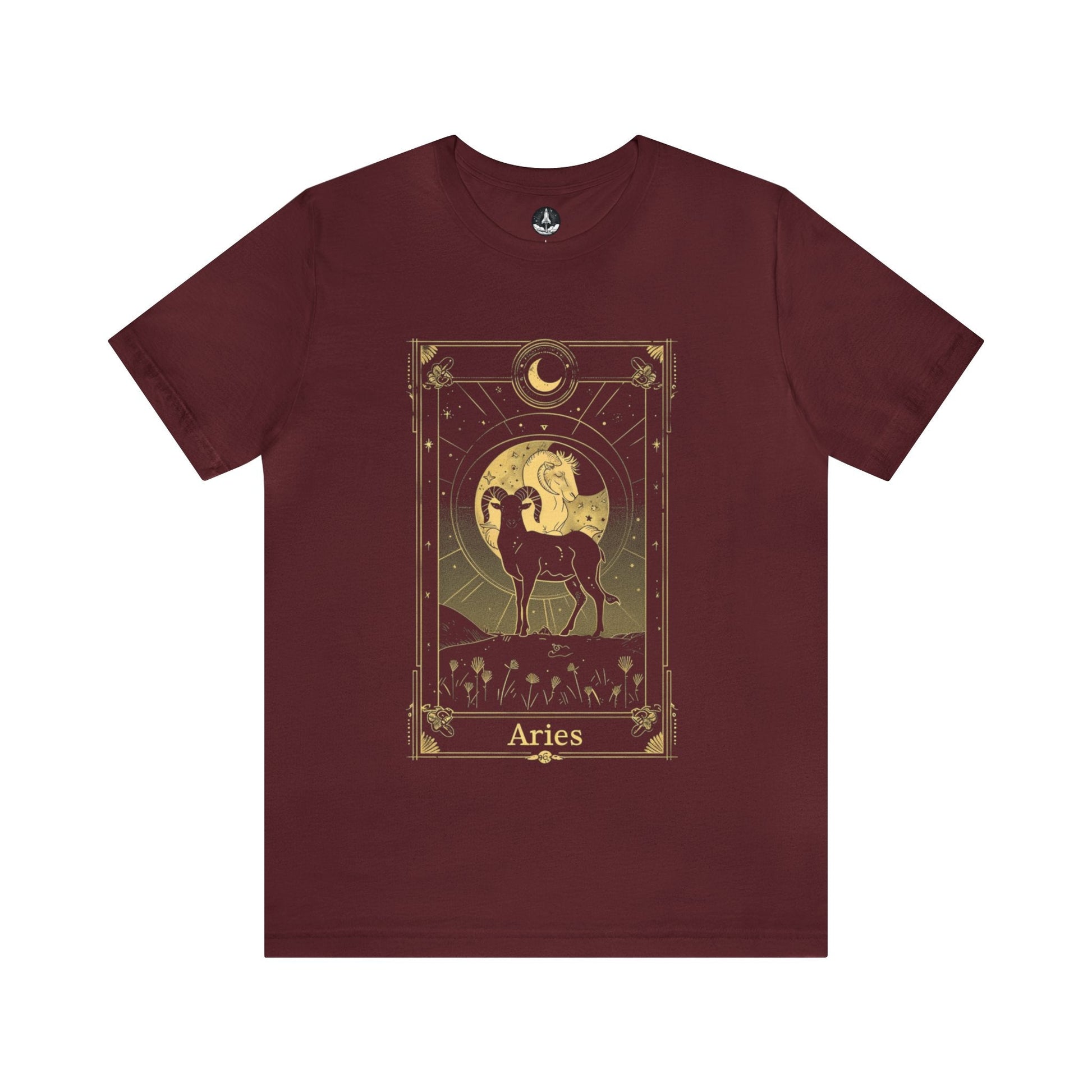 T-Shirt Maroon / S Aries Tarot Card TShirt: Unleash Your Inner Warrior Spirit