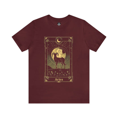 T-Shirt Maroon / S Aries Tarot Card TShirt: Unleash Your Inner Warrior Spirit