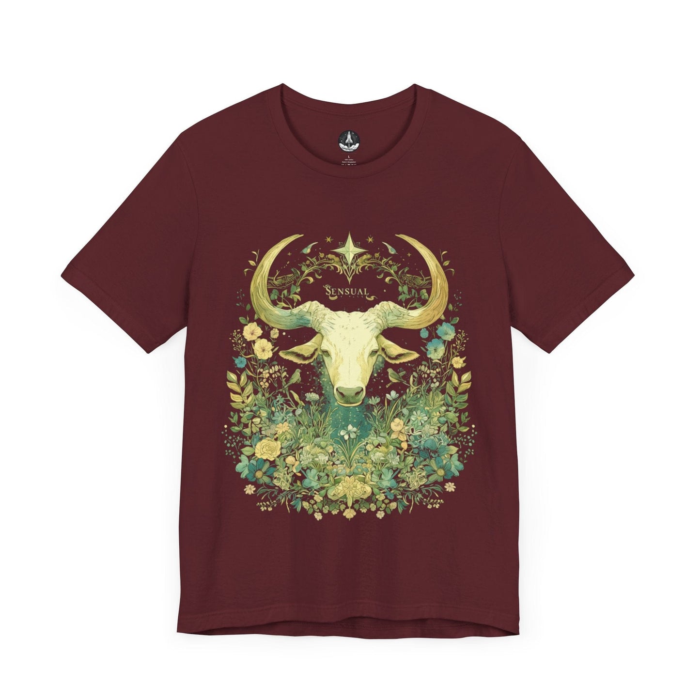 T-Shirt Maroon / S Astrological Blossom: Taurus Garden Tee