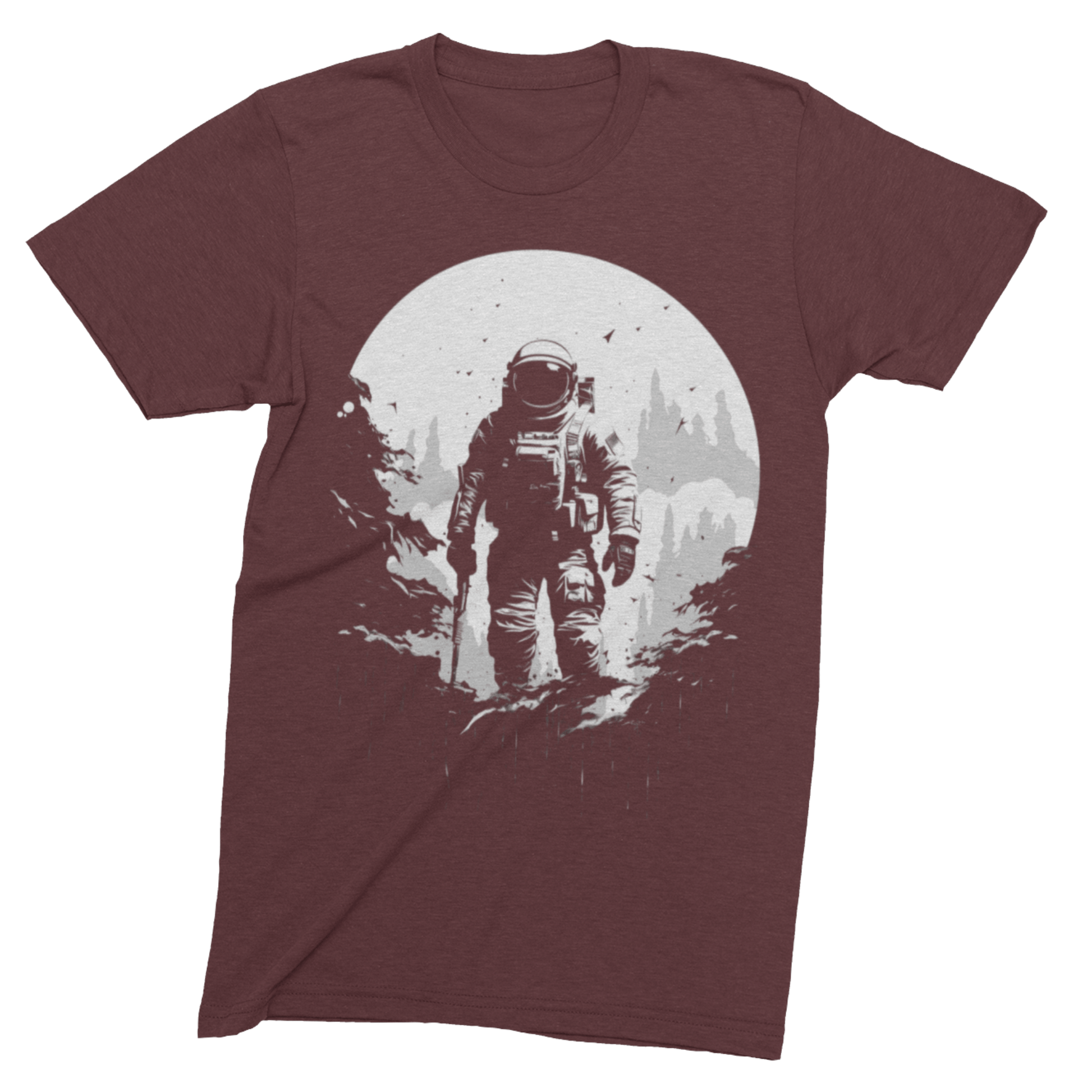 T-Shirt Maroon / S Astronaut on the Moon T-shirt