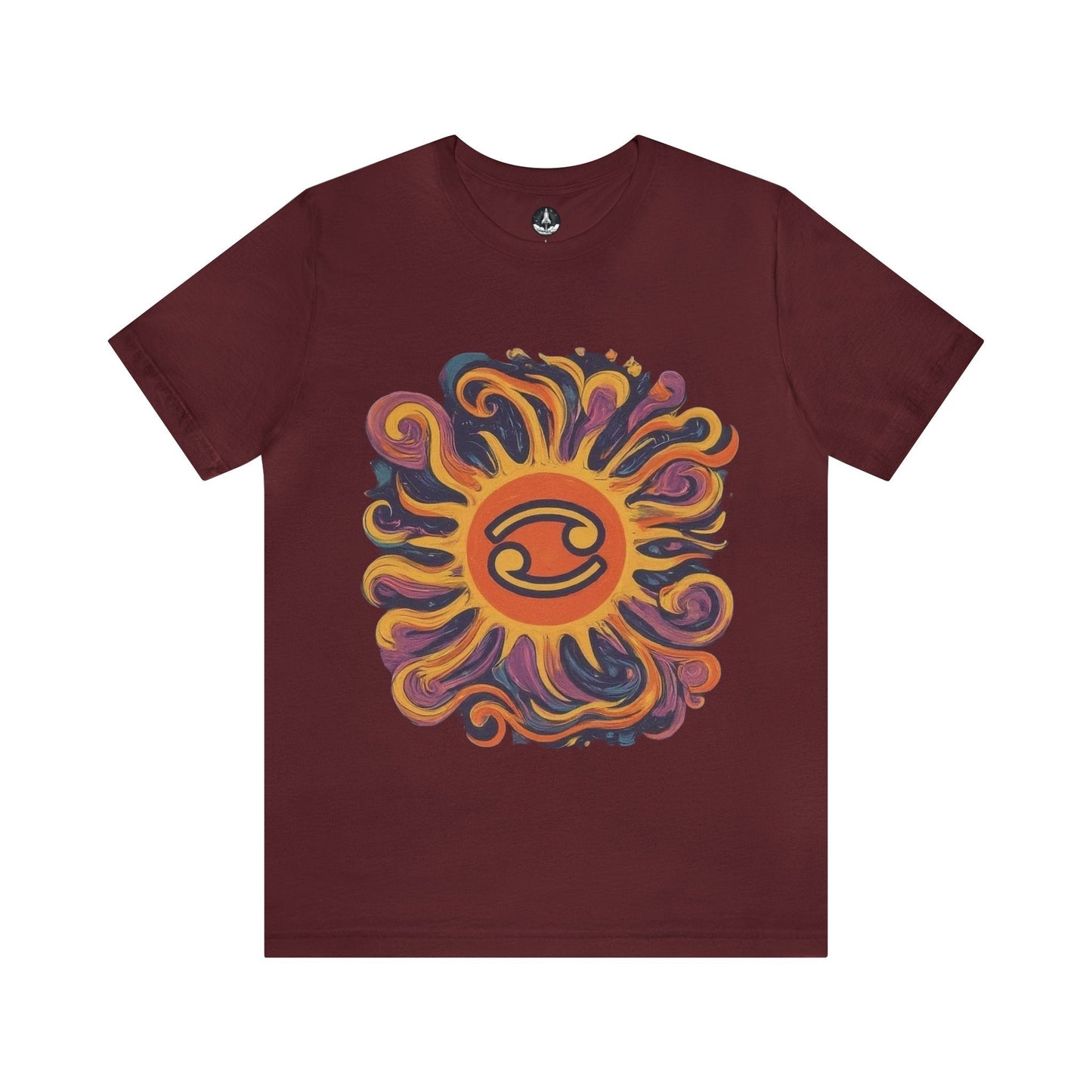 T-Shirt Maroon / S Cancer Cosmic Swirl T-Shirt: Embrace the Celestial Tide