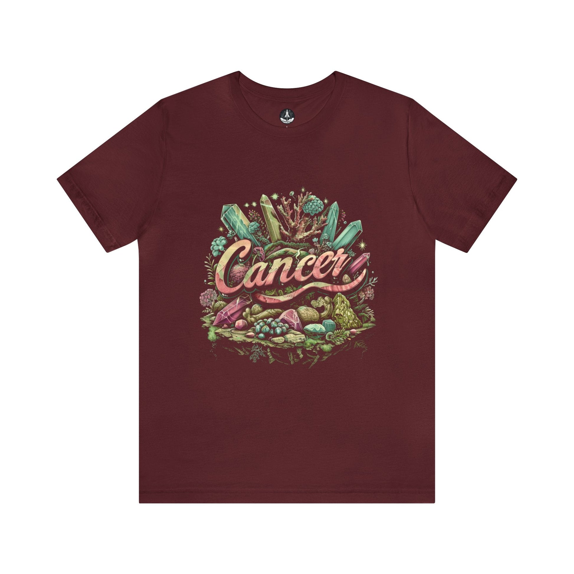 T-Shirt Maroon / S Cancer Healing Crystals T-Shirt: Embrace Your Nurturing Essence
