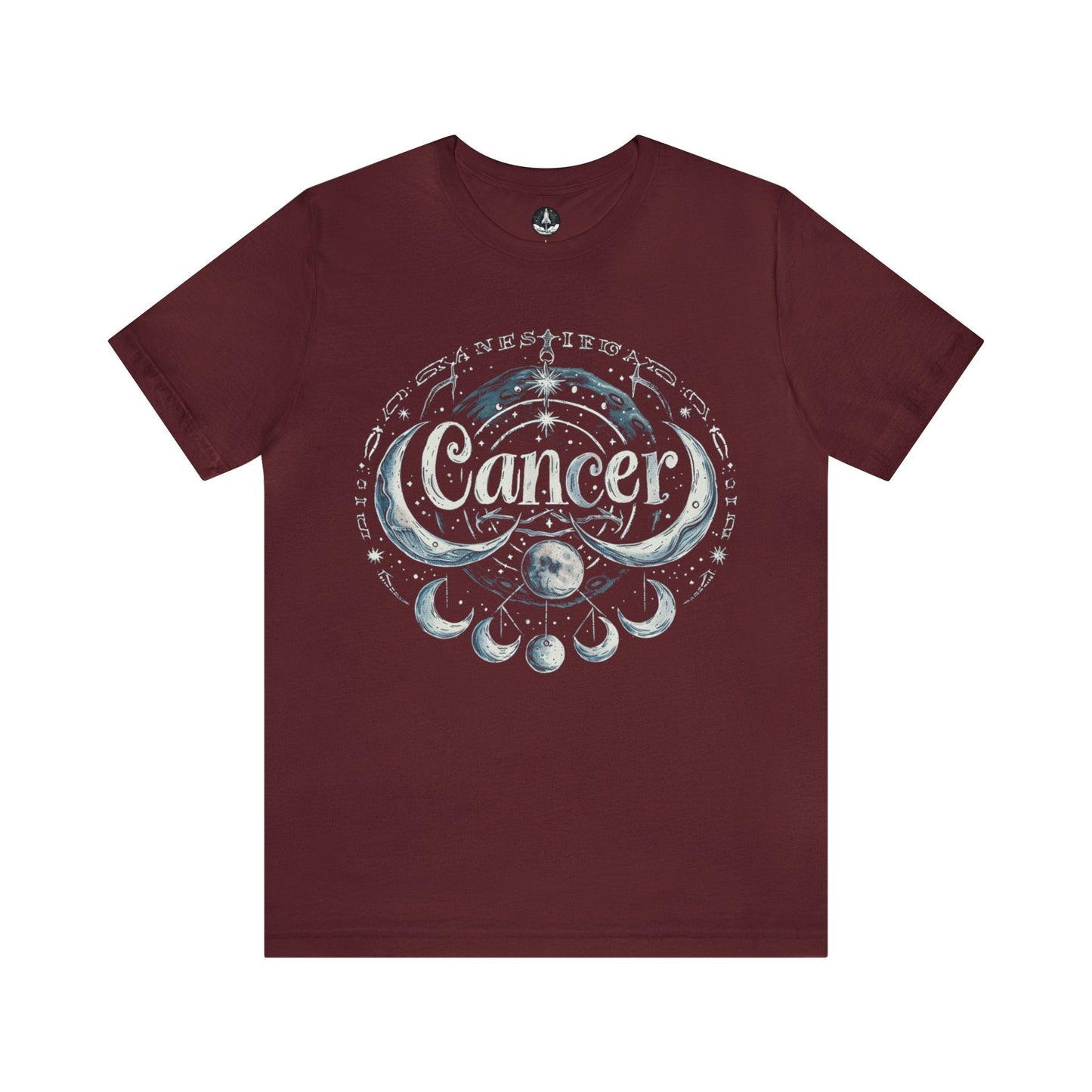 T-Shirt Maroon / S Cancer Lunar Essence T-Shirt: A Journey Through Moonlit Mystique