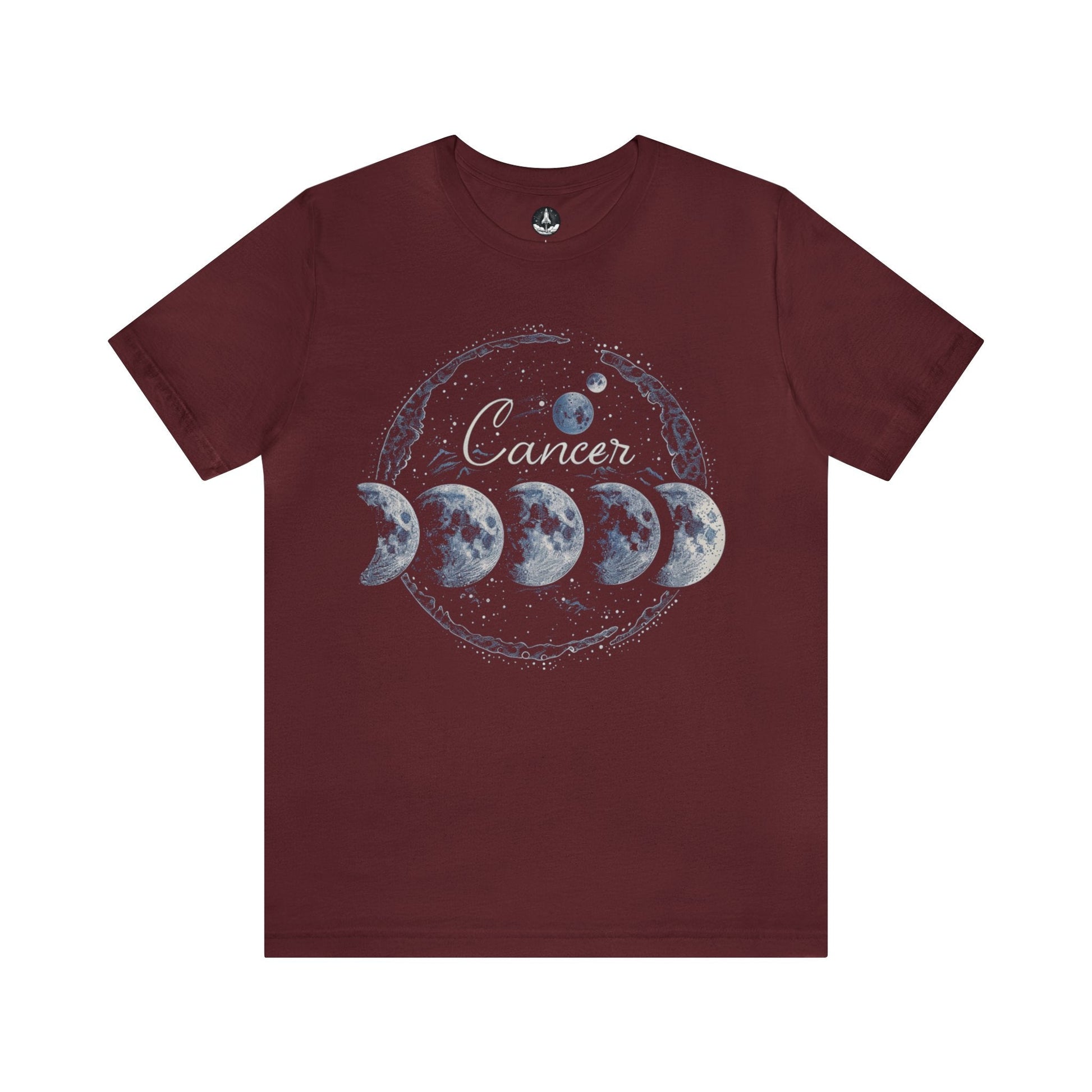 T-Shirt Maroon / S Cancer Lunar Phases T-Shirt: Cycle of Celestial Ebb and Flow