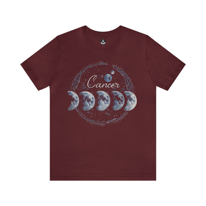 T-Shirt Maroon / S Cancer Lunar Phases T-Shirt: Cycle of Celestial Ebb and Flow