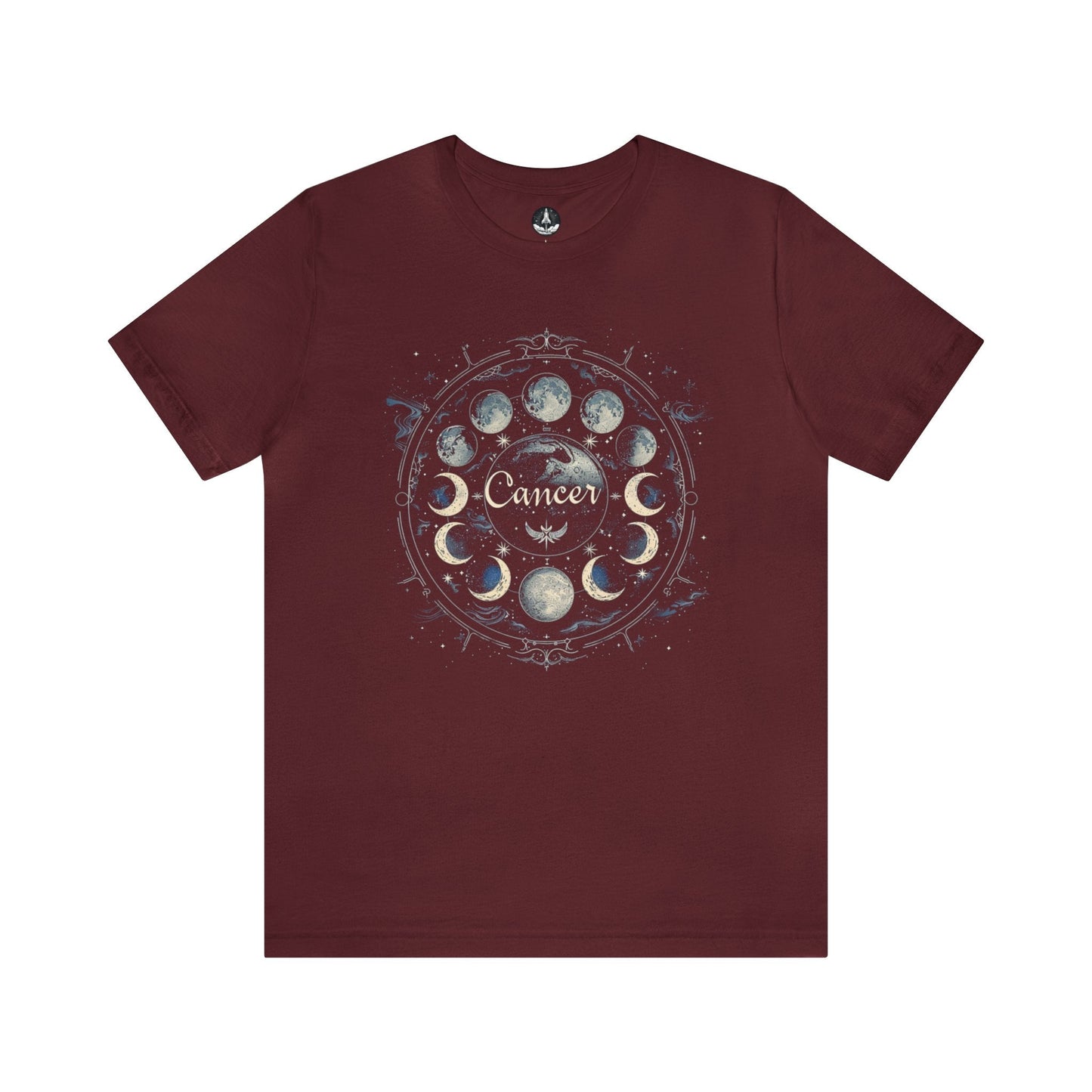 T-Shirt Maroon / S Cancer Zodiac Lunar Cycle T-Shirt: Embrace the Moon's Journey