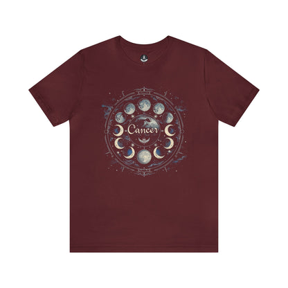 T-Shirt Maroon / S Cancer Zodiac Lunar Cycle T-Shirt: Embrace the Moon's Journey