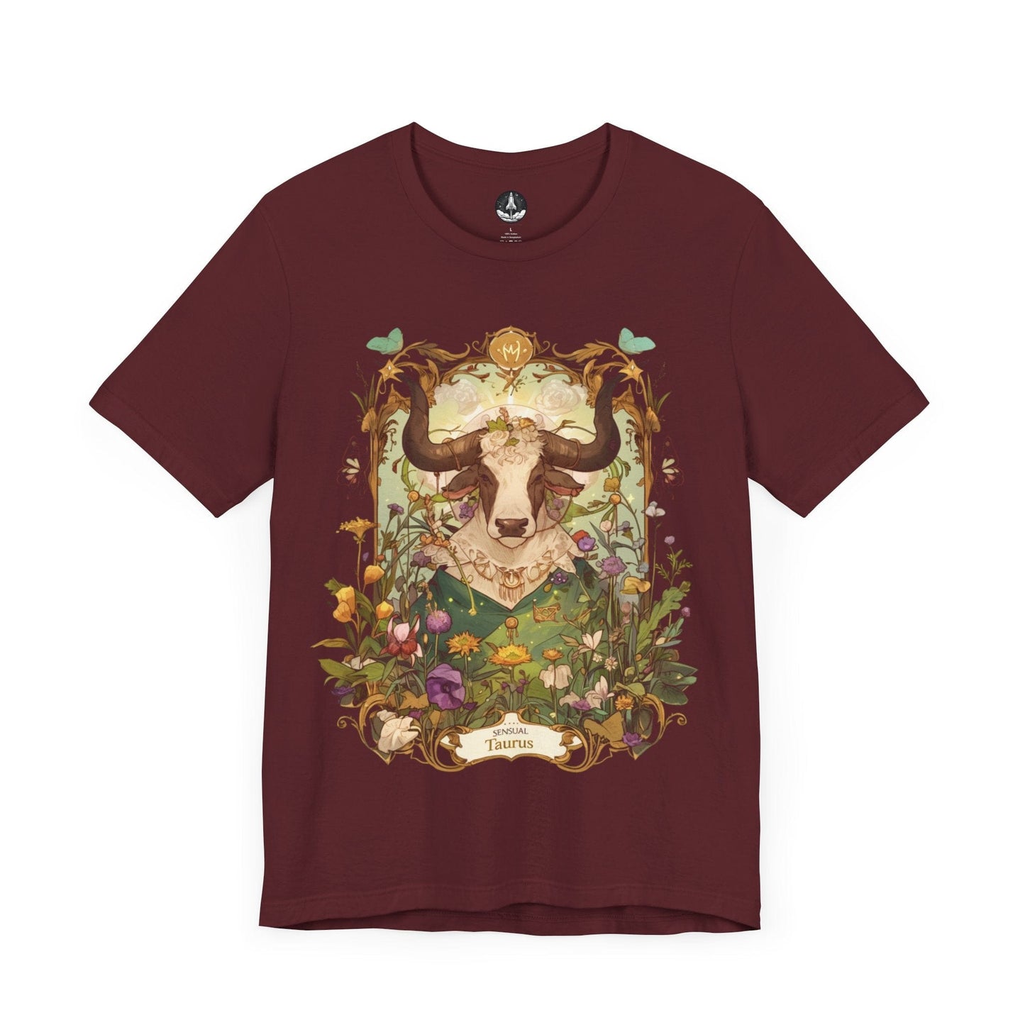 T-Shirt Maroon / S Garden of Taurus: Astrology in Bloom T-Shirt