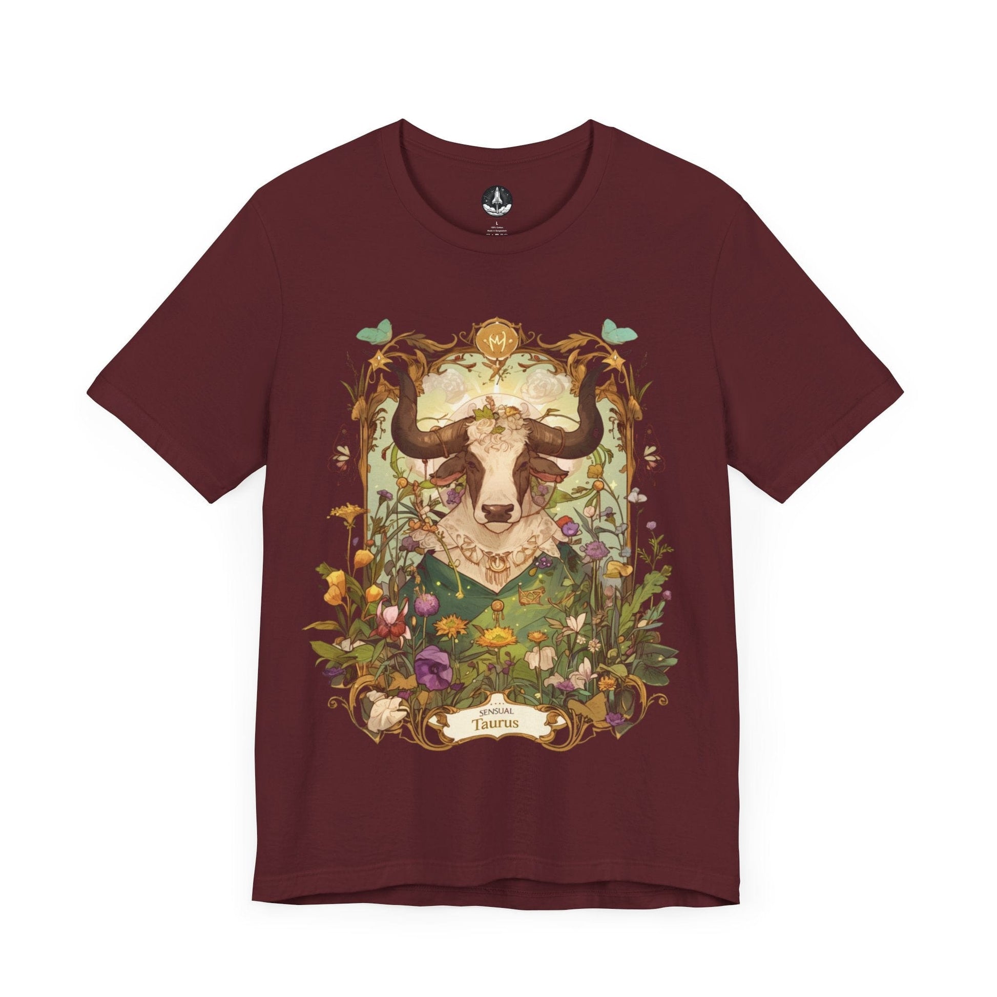 T-Shirt Maroon / S Garden of Taurus: Astrology in Bloom T-Shirt