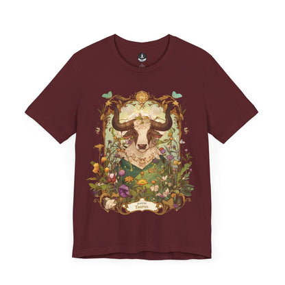 T-Shirt Maroon / S Garden of Taurus: Astrology in Bloom T-Shirt