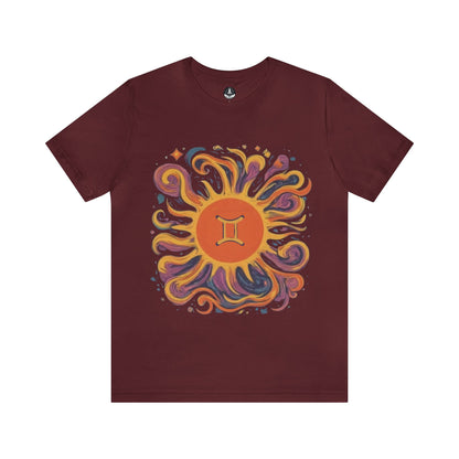 T-Shirt Maroon / S Gemini Solar Harmony Soft T-Shirt: Duality in Design