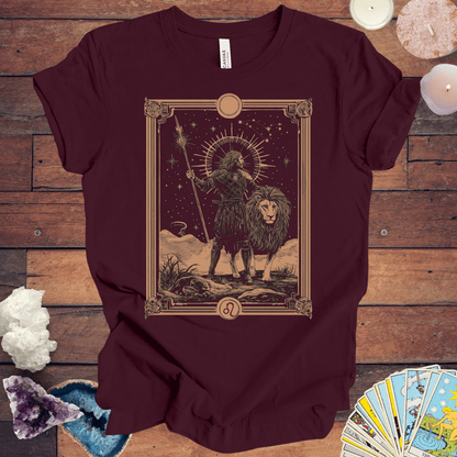 T-Shirt Maroon / S Leo Bravery T-Shirt: Tarot-Inspired Fierceness